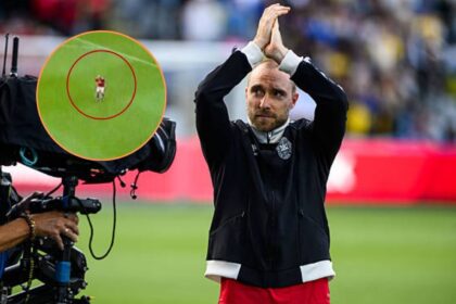 Eriksen before Denmark vs Ukraine with overlay of moment he held his heart