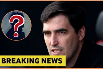 Andoni Iraola with breaking news and mystery player overlay