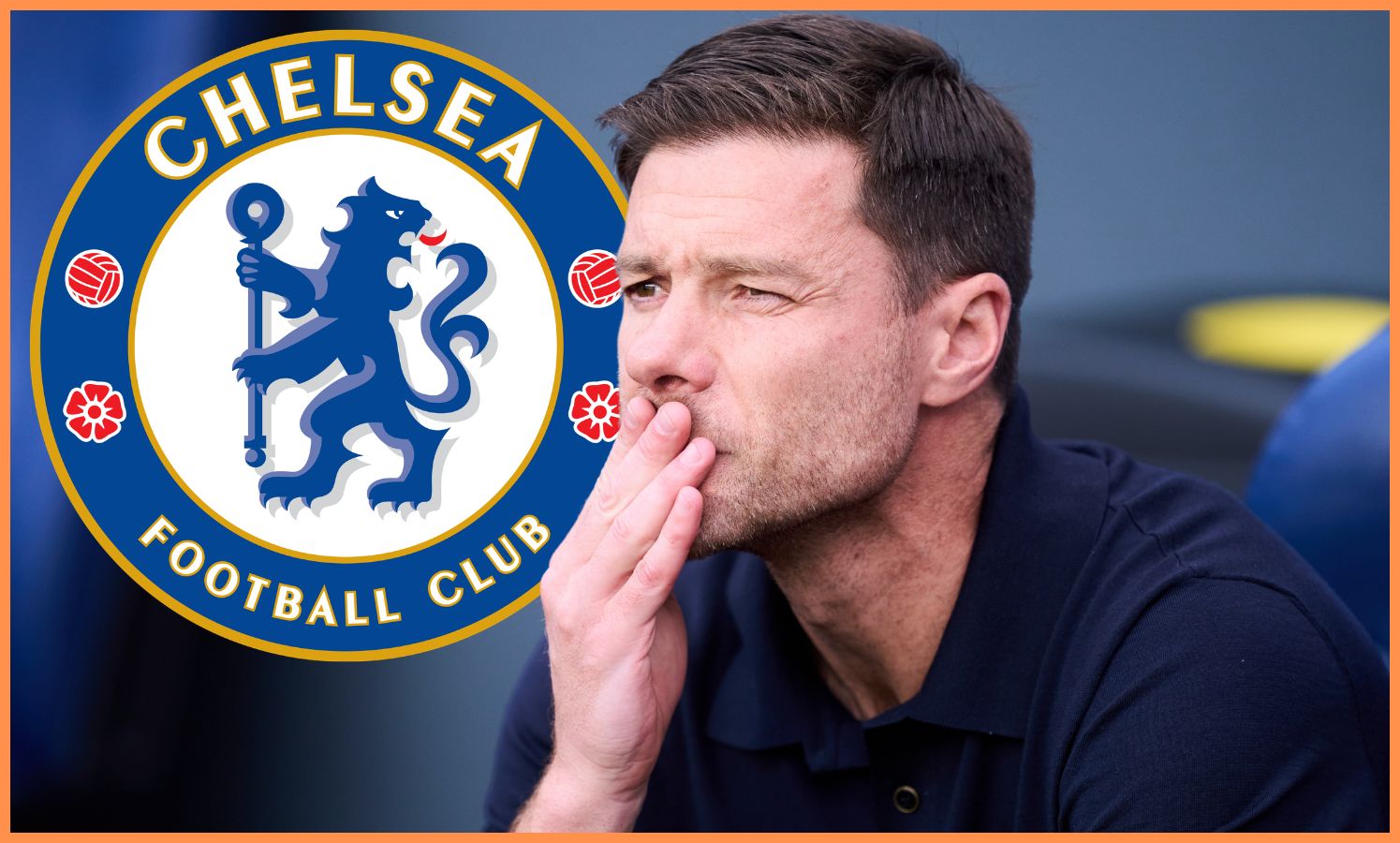 Xabi Alonso and the Chelsea FC logo