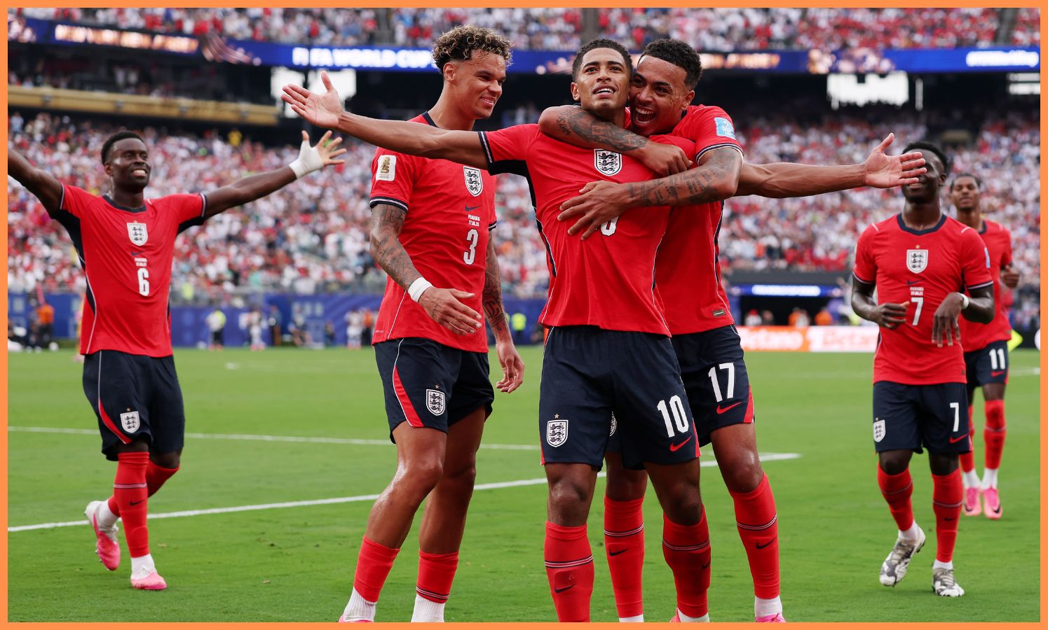 England players celebrate against Panama