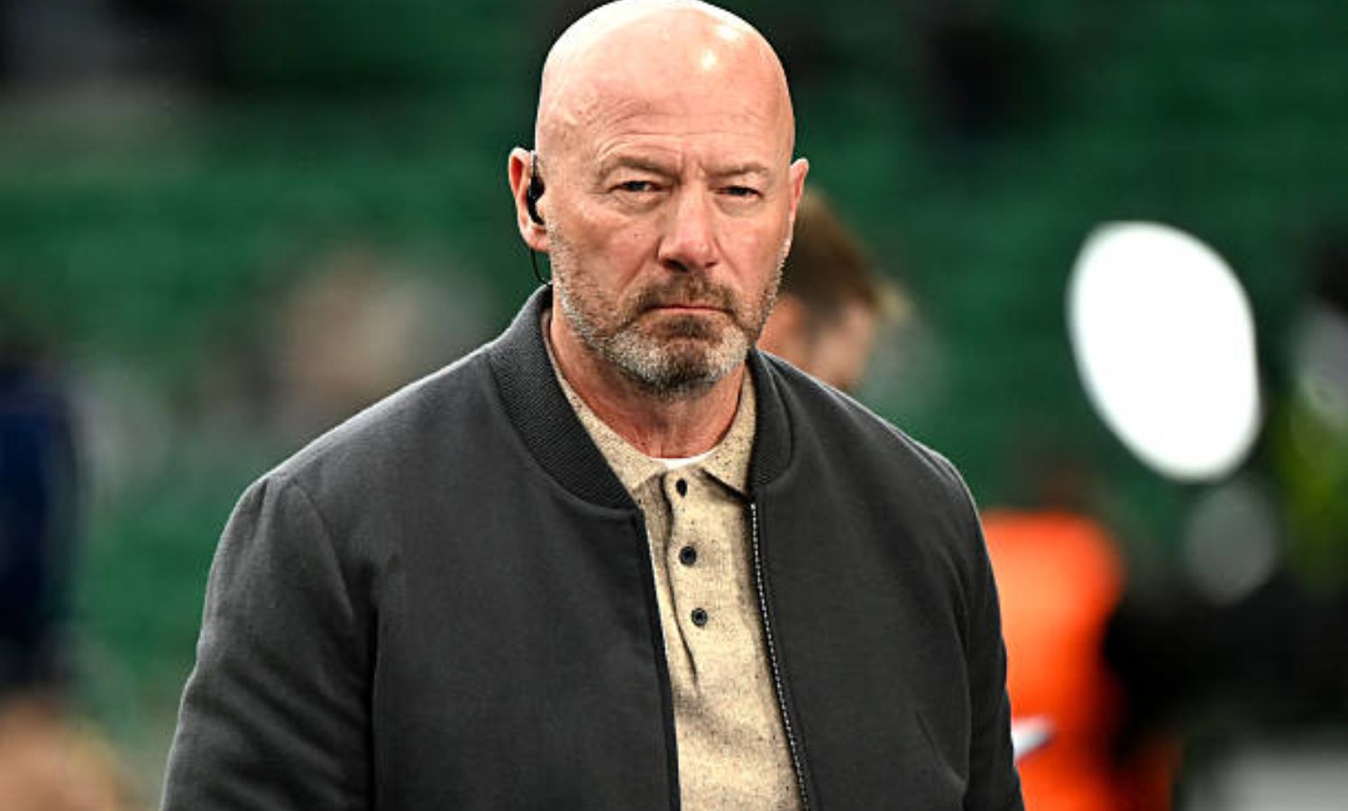 Alan Shearer looks on during a match coverage