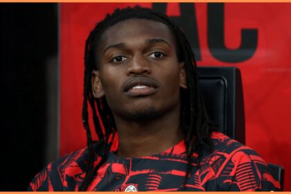 MILAN, ITALY - MAY 24: Rafael Leao of AC Milan looks on from the substitutes bench prior to the Serie A match between AC Milan and Cagliari Calcio at the Giuseppe Meazza Stadium on May 24, 2026 in Milan, Italy.