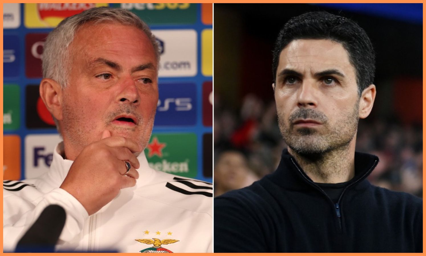 Jose Mourinho and Mikel Arteta