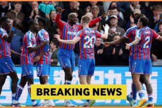 Adam Wharton celebrates with his Crystal Palace teammates