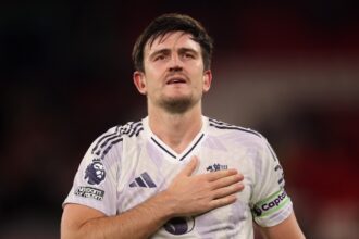 Harry Maguire celebrates Manchester United