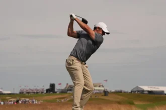 Rory McIlroy runs into Nick Faldo during Birkdale scouting trip