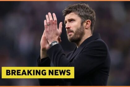 Michael Carrick with breaking news overlay