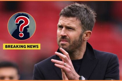 Michael Carrick with overlay of mystery player and breaking news