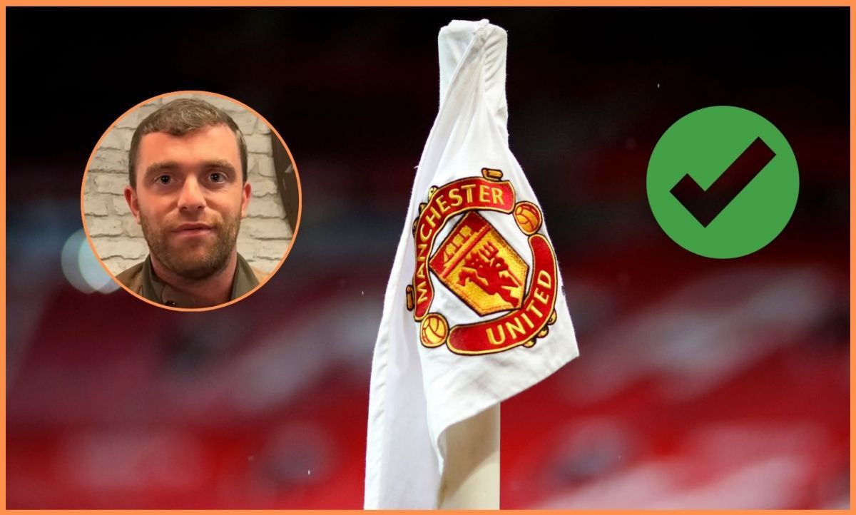 Man United corner flag with Fabrizio Romano overlay