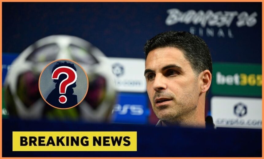 Mikel Arteta with breaking news and mystery man