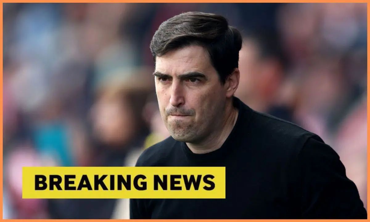 Andoni Iraola with breaking news overlay