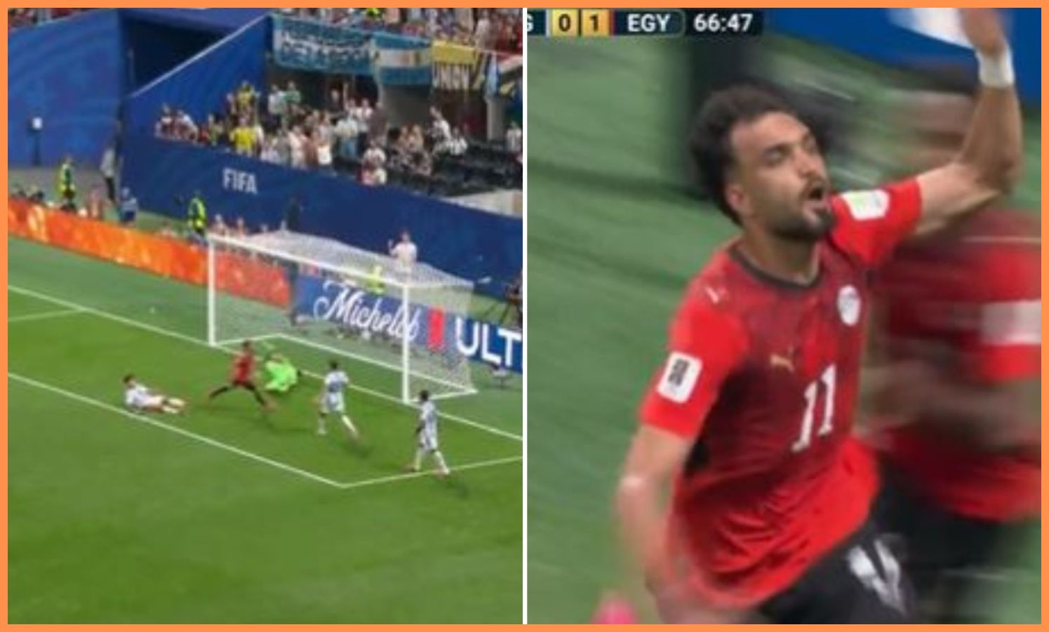 Mostafa Ziko scores and celebrates as Egypt go 2-0 up vs Argentina