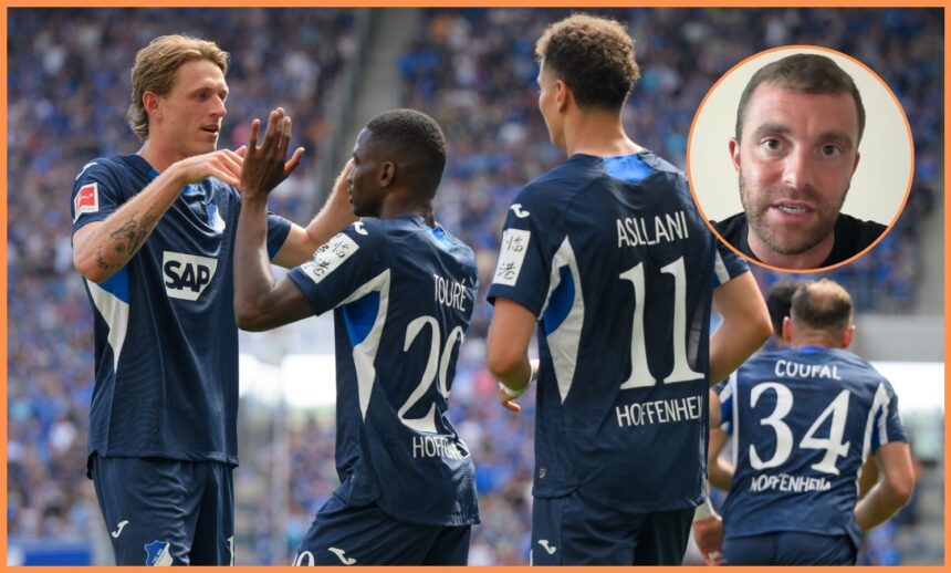Bazoumana Toure celebrates with his Hoffenheim teammates