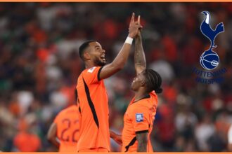 Cody Gakpo and Crysencio Summerville celebrate for the Netherlands