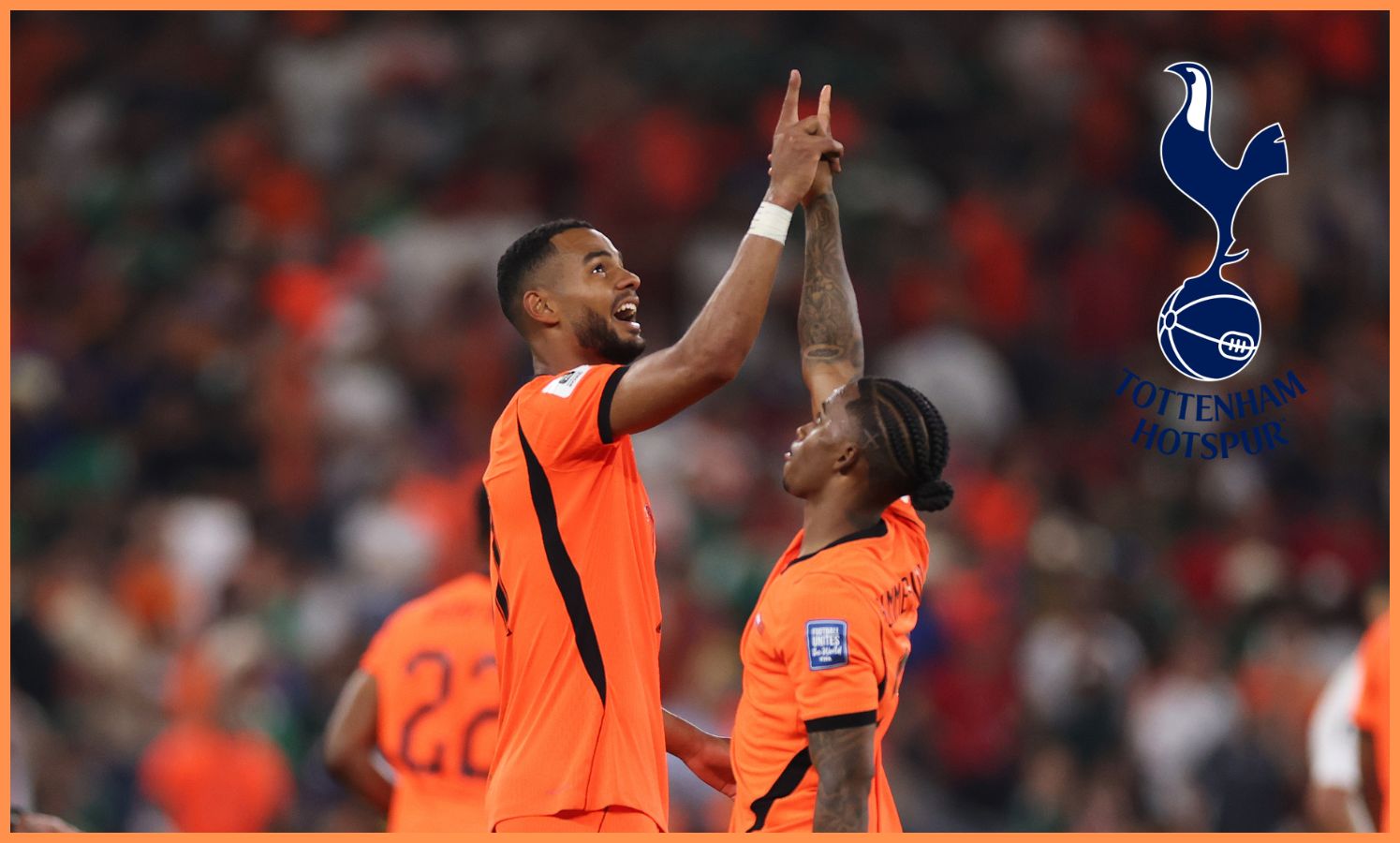 Cody Gakpo and Crysencio Summerville celebrate for the Netherlands