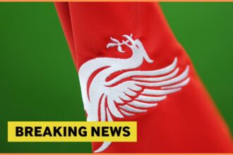 Liverpool FC logo on flag