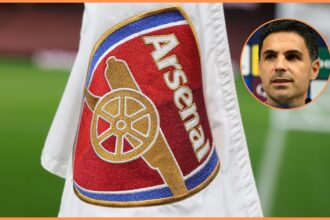 Arsenal FC flag and Mikel Arteta