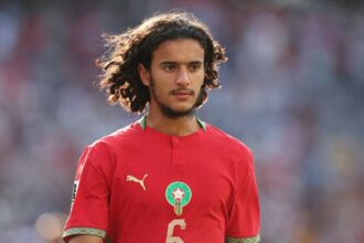 Ayyoub Bouaddi in action for Morocco