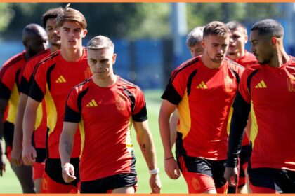 Leandro Trossard in training with Belgium