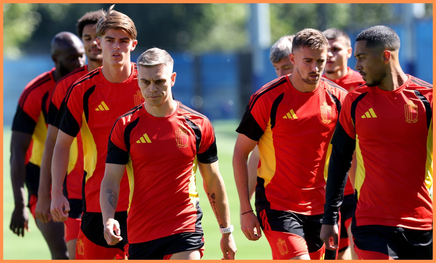 Leandro Trossard in training with Belgium