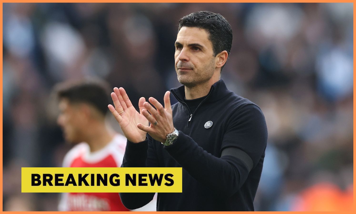 Mikel Arteta applauds the Arsenal fans and