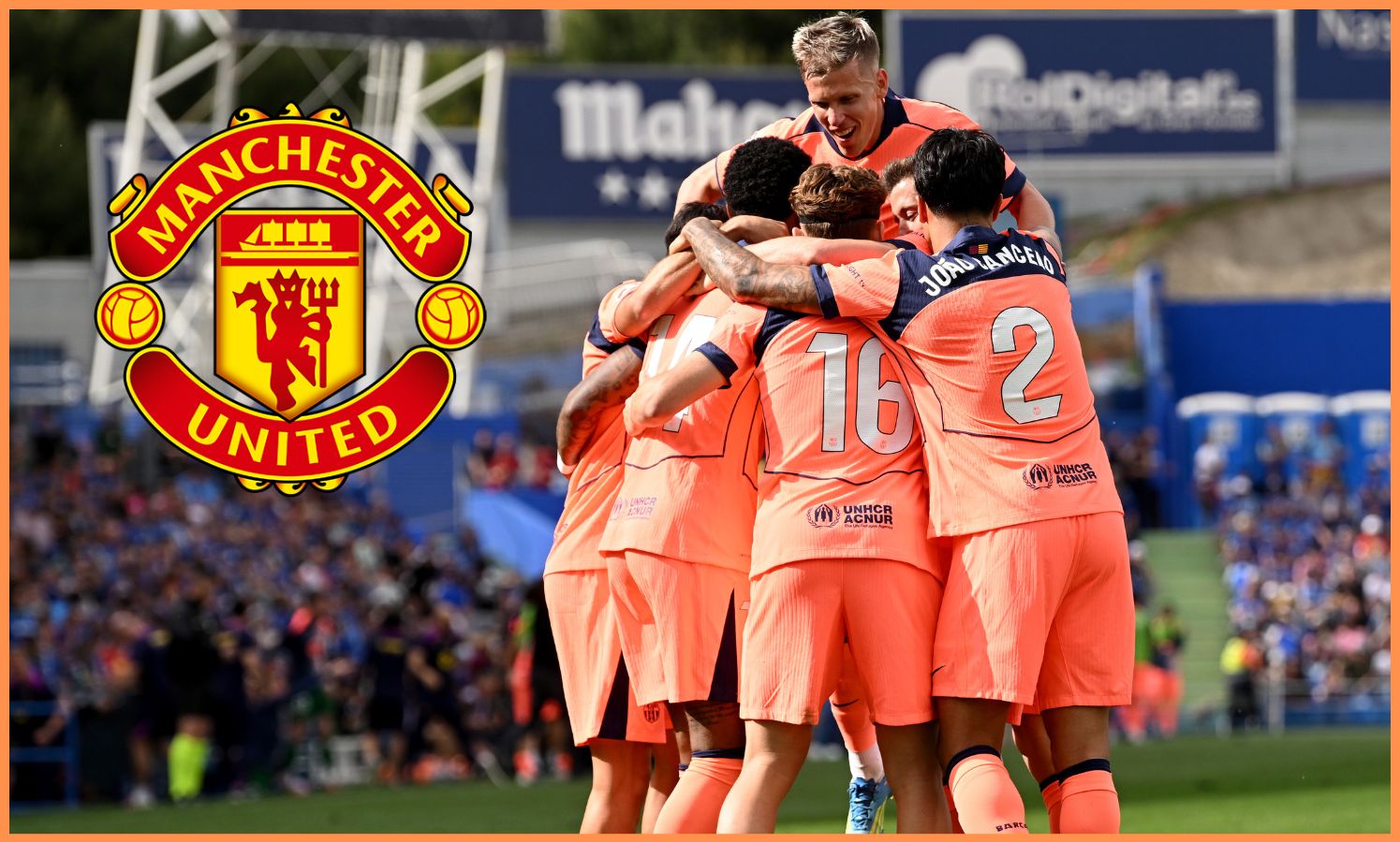 Marcus Rashford celebrates with his Barcelona teammates