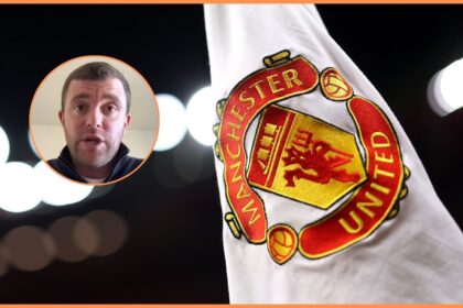 Manchester United corner flag and Fabrizio Romano