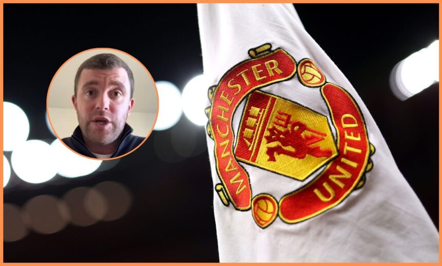 Manchester United corner flag and Fabrizio Romano