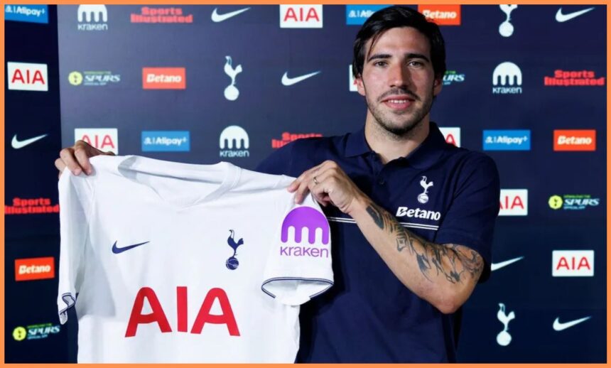 Sandro Tonali holding up a Tottenham shirt (Tottenham Hotspur official)