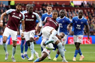 Ezri Konsa in action for Aston Villa