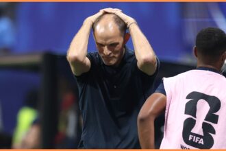 Thomas Tuchel reacts during England