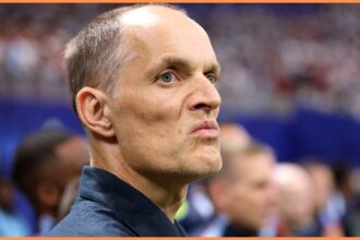 England manager Thomas Tuchel looks on