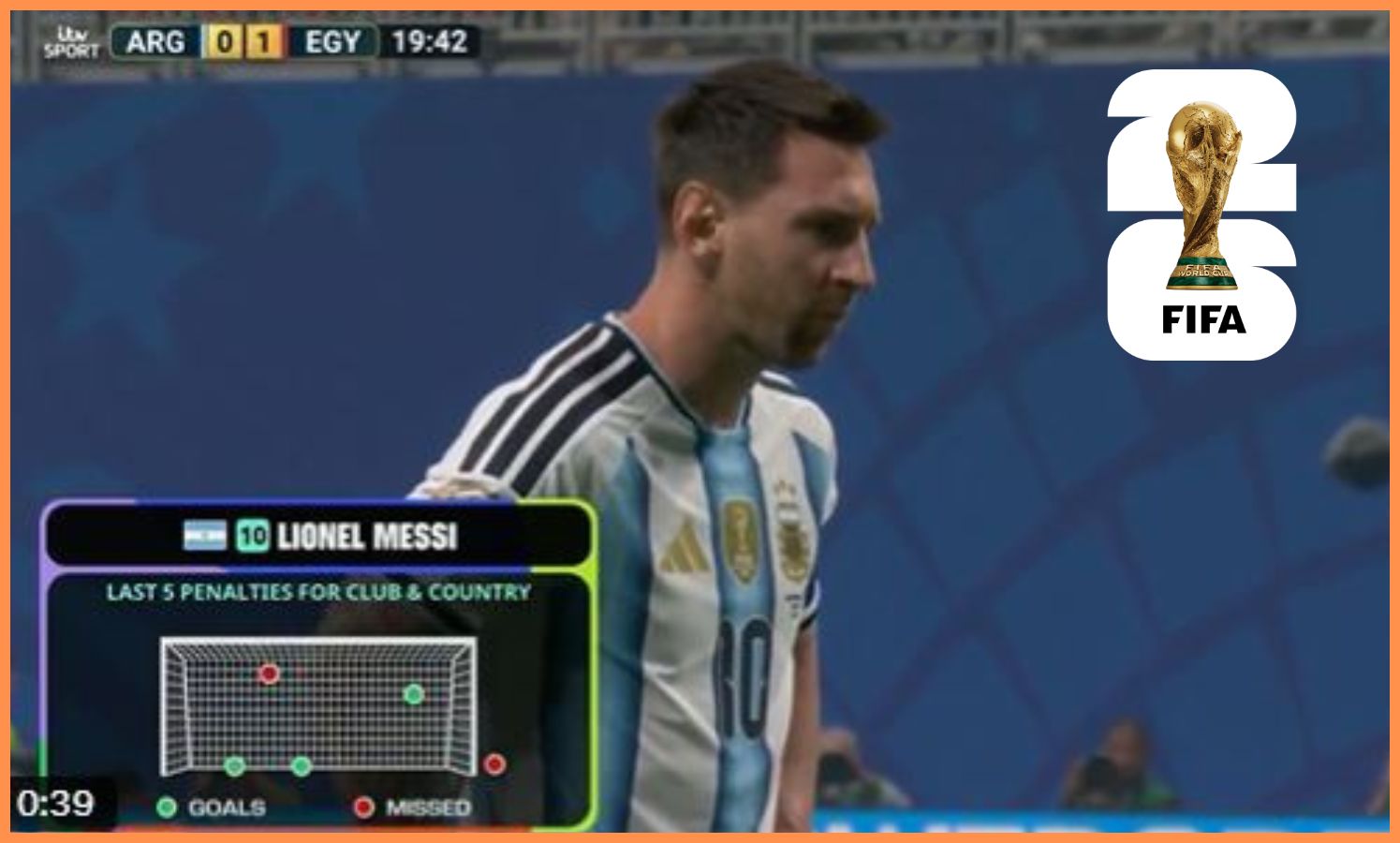 Lionel Messi prepares to take a penalty against Egypt