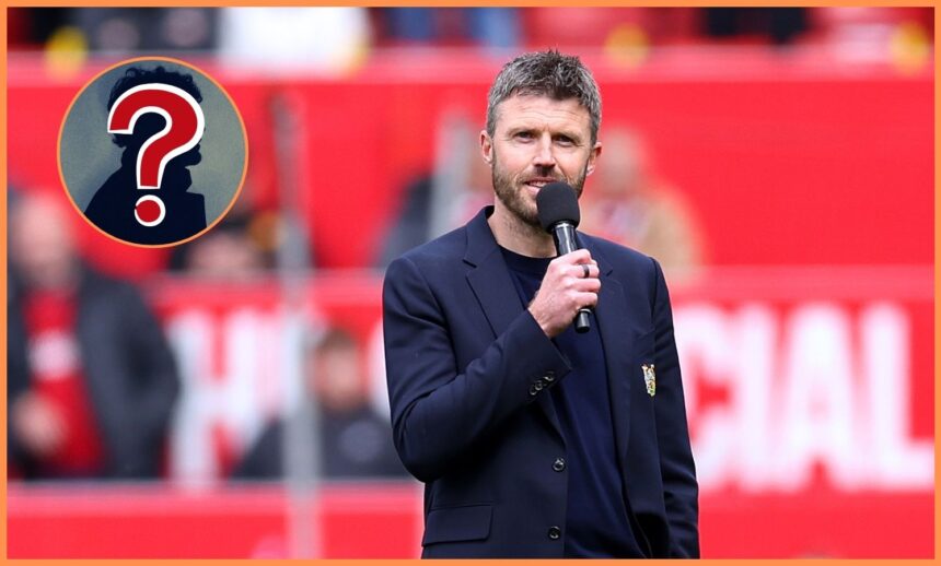 Michael Carrick addresses the Manchester United fans at Old Trafford