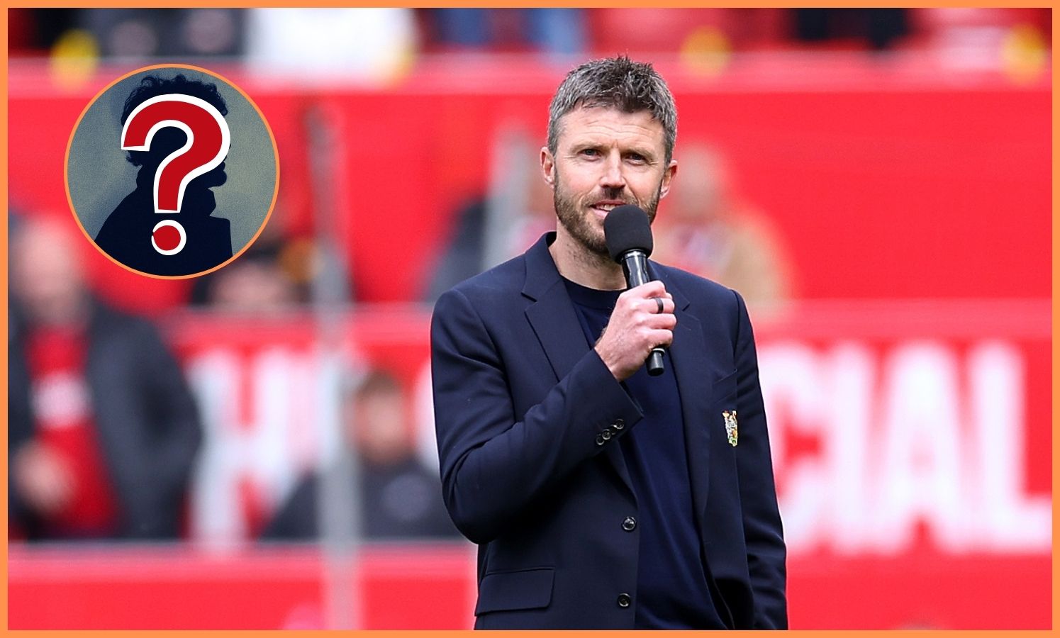 Michael Carrick addresses the Manchester United fans at Old Trafford