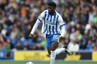 Carlos Baleba in action for Brighton