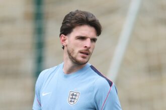 Declan Rice in England training
