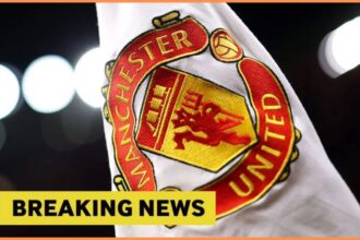 Man United flag with overlay of breaking news