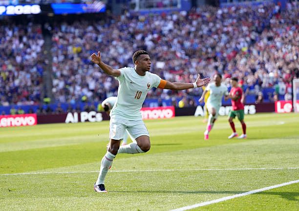 Kylian Mbappe celebrates goal vs Morocco