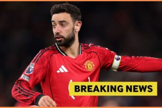 Bruno Fernandes with breaking news overlay