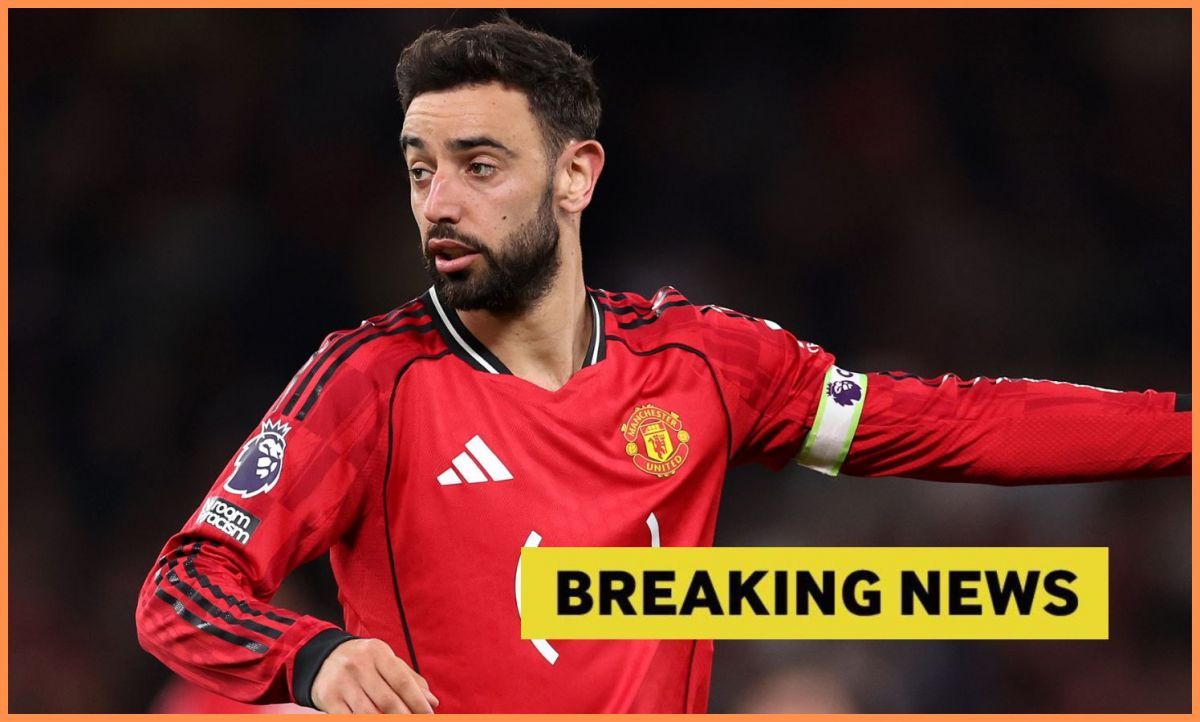 Bruno Fernandes with breaking news overlay