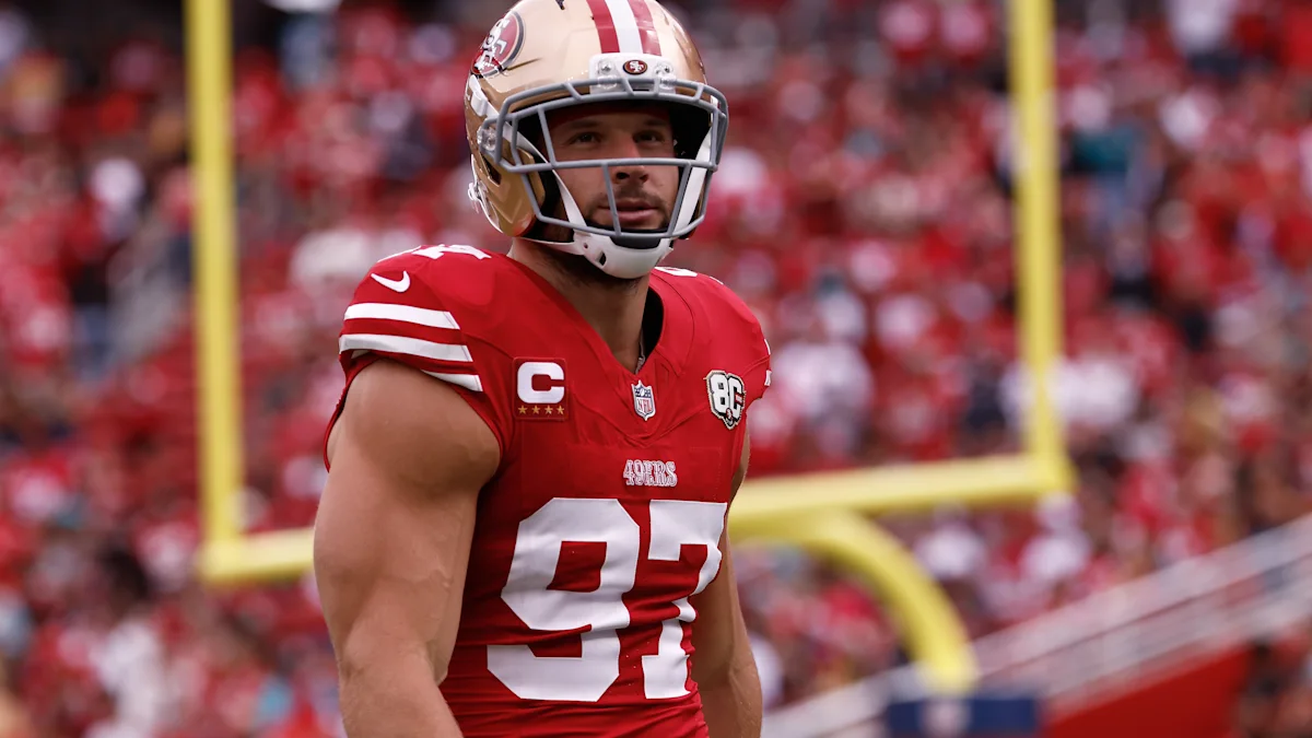 49ers' Nick Bosa reportedly expected to miss 'a few weeks' after pulling calf during practice