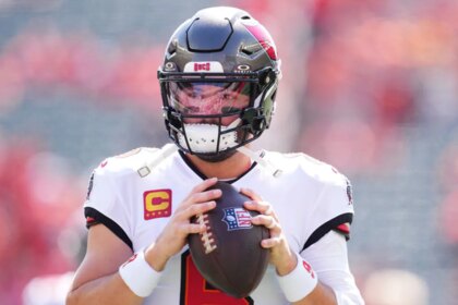 Baker Mayfield Wears Michigan Jersey at Bucs Practice After Oklahoma Loss