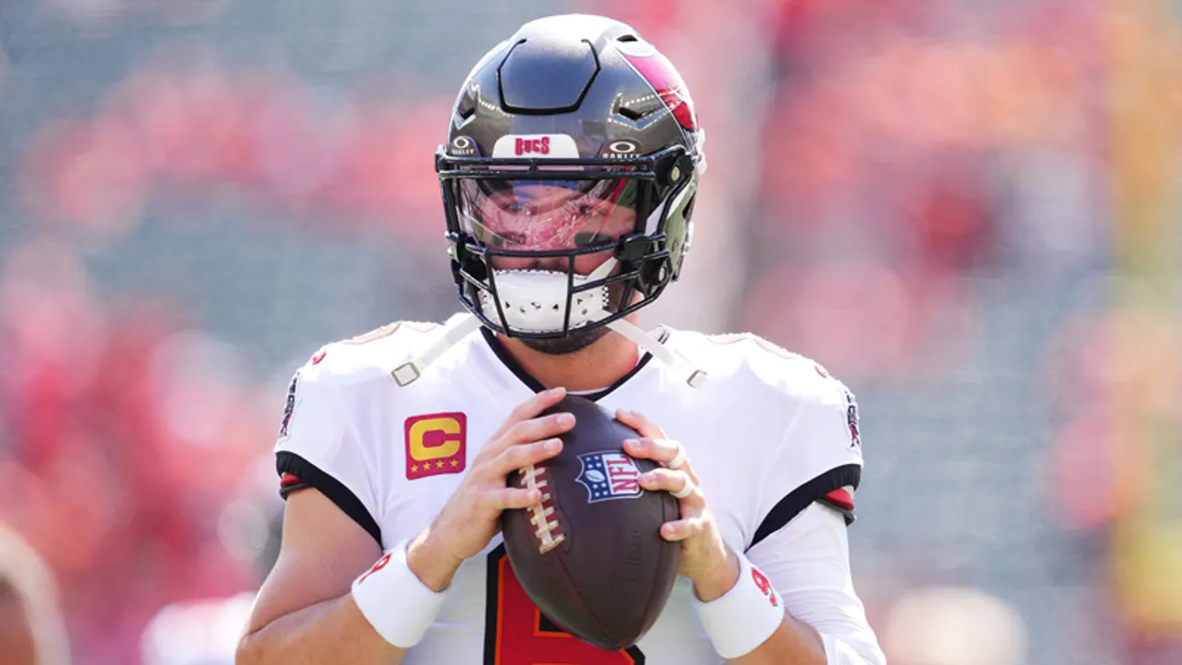 Baker Mayfield Wears Michigan Jersey at Bucs Practice After Oklahoma Loss