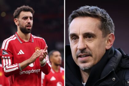 Gary Neville admits he disagrees with one thing Bruno Fernandes did during Man City defeat as Roy Keane hits back