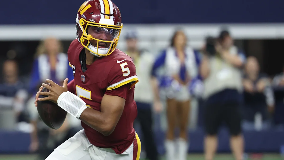 Commanders GM Adam Peters says elbow surgery 'not on the table' for QB Jayden Daniels right now