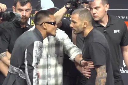 UFC 331 Press Conference Faceoff: Joshua Van Leans In to Smack-Talk Alexandre Pantoja