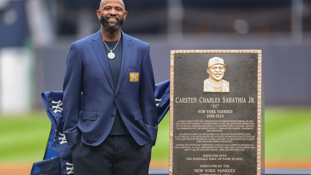 Yankees Retire Hall of Famer CC Sabathia's No. 52 and Unveil Monument Park Plaque