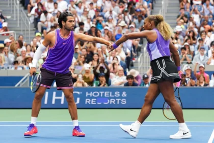 Serena Williams and Carlos Alcaraz exit US Open mixed doubles after quarterfinal loss.