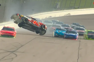 NASCAR: Carson Kvapil's car flips less than 2 laps into O'Reilly Series race at Kansas